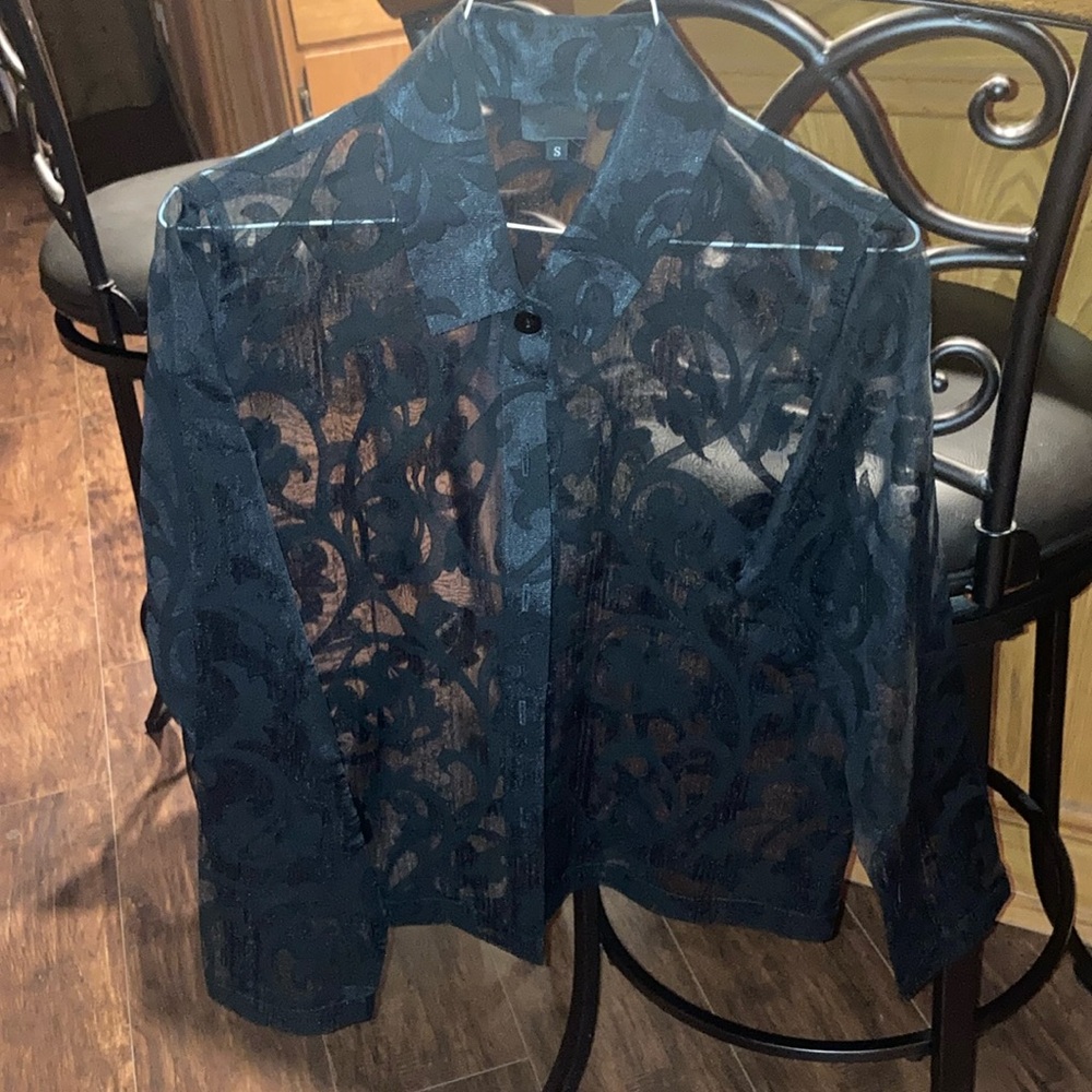 Staples size small black see threw blouse lace